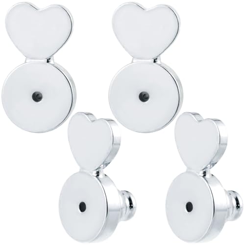 CustomyLife Ohrring-Verschlüsse aus Weißgold für hängende Ohren, Messing, Herz-Ohrring-Heber, Unterstützung für Rückseite, sichere flache Stopper-Bolzen für schwere Ohrringe, 2 Paar CustomyLife Ohrring-Verschlüsse aus Weißgold für hängende Ohren, Messing, Herz-Ohrring-Heber, Unterstützung für Rückseite, sichere flache Stopper-Bolzen für schwere Ohrringe, 2 Paar von CustomyLife
