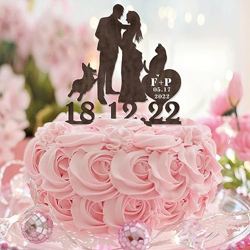 Mr And Mrs Brown Cake Topper Romantische Liebe Herz mit Namen Happy Birthday Cake Topper Paar mit Nachnamen Herz Acryl Schwarz Verlobung Abschluss Backen Dessert Dekorationen Elegante Geschenke für von CustonCares