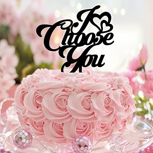 Tortenaufsatz "I Choose You", personalisierbar, für Hochzeit, Brautparty, Party, Verlobung, Geschenke für Paare, Acryl, Schwarz von CustonCares