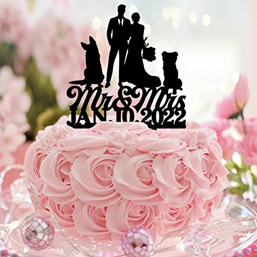 Tortenaufsatz für Hochzeitstorten, Acryl, schwarze Silhouette, "Mr & Mrs", Strand-Kuchenaufsatz für Hochzeitstag, Party, Verlobungsgeschenke für Paare von CustonCares