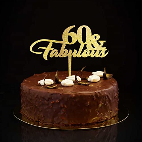 Tortenaufsatz zum 60. Geburtstag, personalisierbar, personalisierbar, für jedes Alter, 60. Geburtstag, Party-Dekoration, 60. Jahrestag, Geburtstag, Andenken, Geschenke für Sie und Ihn, Glitzer, Gold, von CustonCares