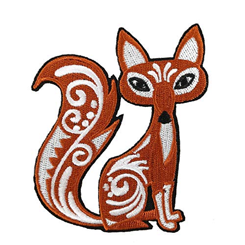 Cute-Patch Boho-Fuchs, Boho-Stil, spirituelles Abzeichen, 8,9 cm hoch, Orange, Polyester, Iron-On Patch, 1 Stück, Fox, Näh-Patch, 2993282031 von Cute-Patch