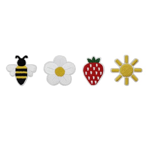 3,8 cm Cottagecore Blume Erdbeere Biene Sonne bestickte Aufnäher zum Aufbügeln für Baseballmützen, T-Shirts, Hoodies Rucksäcke 3,8 cm Cottagecore Blume Erdbeere Biene Sonne bestickte Aufnäher zum Aufbügeln für Baseballmützen, T-Shirts, Hoodies Rucksäcke von Cute-Patch