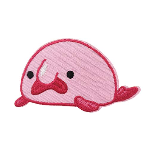 Cute-Patch Blobfish bestickter Aufnäher zum Aufbügeln oder Aufnähen, 7,6 cm, lustiges Meme, Pink von Cute-Patch