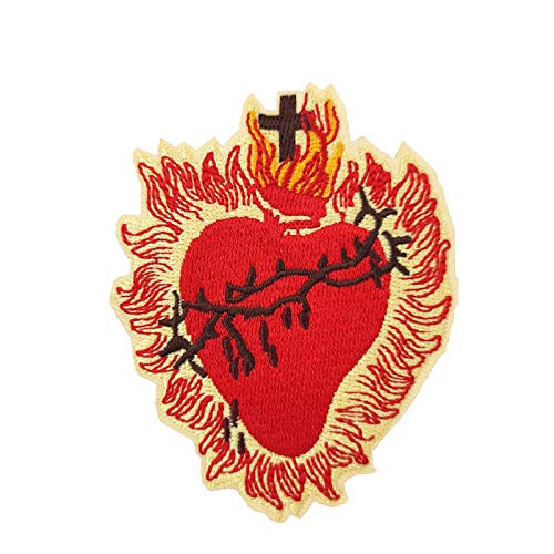 Cute-Patch Aufnäher, Motiv: Heiliges Herz, Jesus, Kirche, katholisch, christlich, bestickt, zum Aufbügeln, Osterhemd, DIY von Cute-Patch