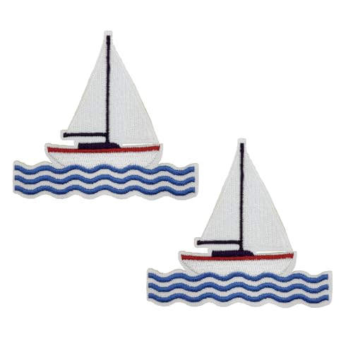Bestickter Aufnäher zum Aufbügeln mit Segelboot, 7,6 cm, für Baseballmützen, T-Shirts, Hoodies, Rucksäcke Bestickter Aufnäher zum Aufbügeln mit Segelboot, 7,6 cm, für Baseballmützen, T-Shirts, Hoodies, Rucksäcke von Cute-Patch