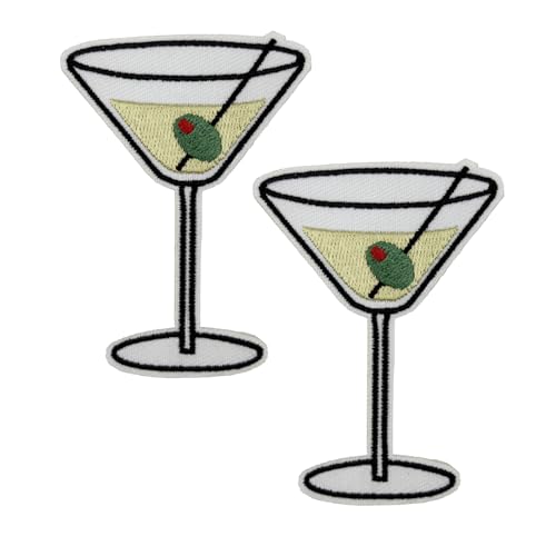 Bestickter Martini-Aufnäher zum Aufbügeln für Baseballmützen, T-Shirts, Hoodies, Rucksäcke, 7,6 cm Bestickter Martini-Aufnäher zum Aufbügeln für Baseballmützen, T-Shirts, Hoodies, Rucksäcke, 7,6 cm von Cute-Patch