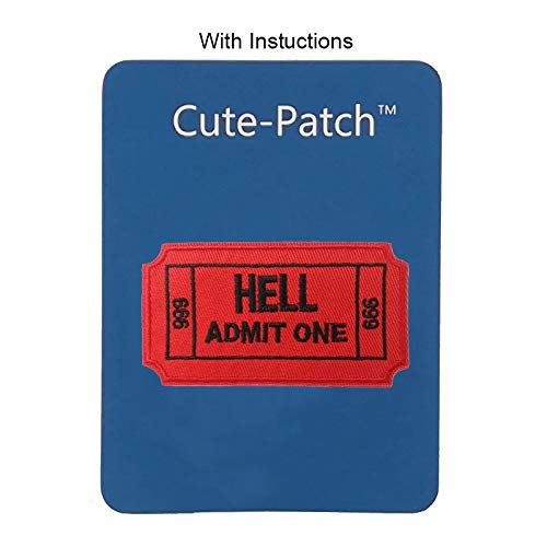 Hell Admit One 666 Ticket bestickter Aufnäher zum Aufbügeln oder Aufnähen, lustiger Meme-Hut-Dekoabzeichen von Cute-Patch