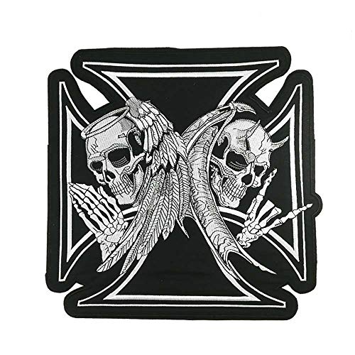 Cute-Patch Iron Cross Iron on Patches 29 x 29 cm Schwarz Aufbügeln Quadratisch 1 Stück Motorrad Nähpatch von Cute-Patch