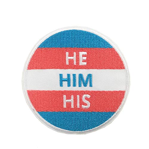 LGBTQ Trans Flag Transgender, LGBT-Flagge, My Pronouns are HIS HIM, bestickter Aufnäher zum Aufbügeln von Cute-Patch