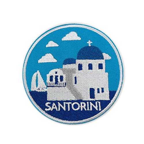 Cute-Patch Santorini Travel Embroidered Iron on Sew on Patch Greece Visit Souvenir von Cute-Patch