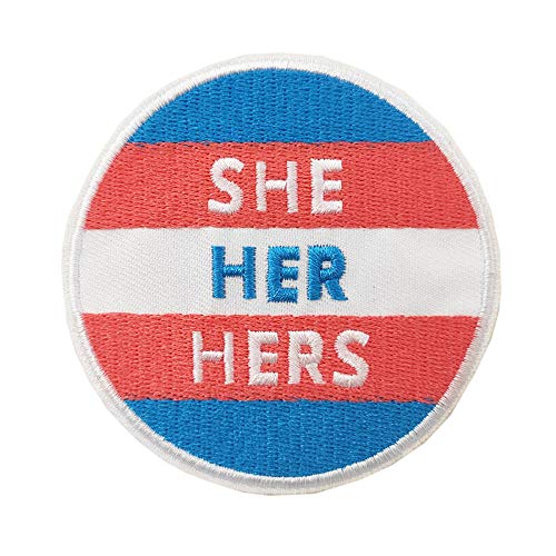 Trans Transgender LGBT LGBTQ Flagge My Pronouns are she hers, bestickter Aufnäher zum Aufbügeln von Cute-Patch