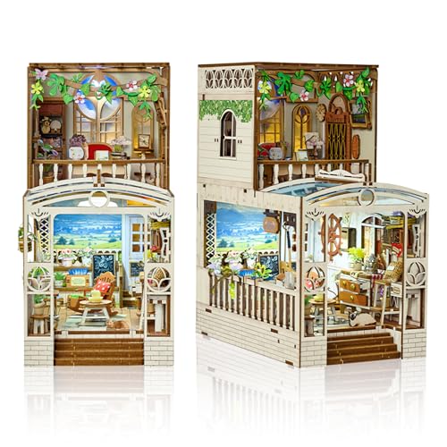 Cuteefun Book Nook DIY Holzbausatz, Miniatur Puppenhaus Kit, Buchstützen Modell Holzbausatz, Buchstützen aus Holz, Geschenk zum Geburtstag (Süßes Haus) von Cuteefun