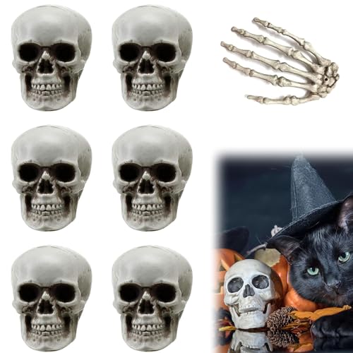 Cutiolly Halloween Bones Dekorationen,Mini Totenkopf Deko,Halloween Schädel Kleine,Skelett Totenkopf und Skeleton Hände, für Halloween Party Spukhaus Nach Hause Schreibtisch Tischdekoration von Cutiolly