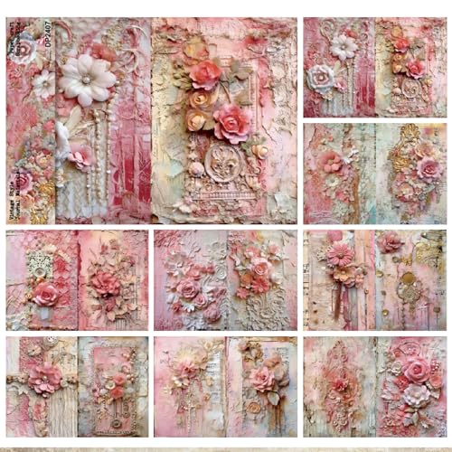 16 Blatt Scrapbooking Kartonpapier 8 Designs Blumen Scrapbooking Blöcke Papier für Scrapbooking Dekoratives Scrapbook Papier für DIY Handwerk Kartenherstellung Supplies (Stil A, M) von CutitiUU