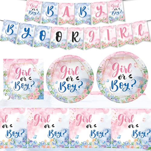 23pcs Party Geschirr Set Happy Birthday Dekorationen Party Geschirr Set Für Mädchen Und Jungen Baby Dusche Party Geschirr Flagge Bunting Konfetti Latex Ballons von CutitiUU