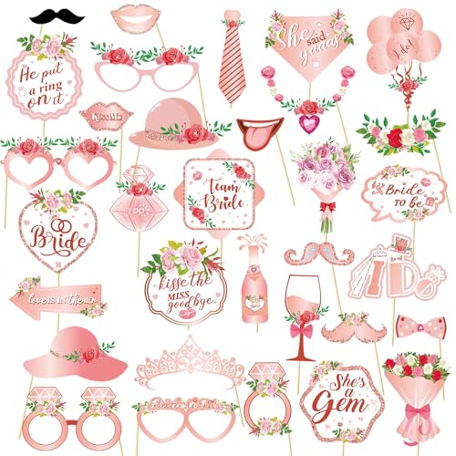 33pcs Rose Gold Hen Party Foto Requisiten Foto Booth Requisiten Kit Sommer Party Foto Booth Requisiten Pool Party Foto Dekorationen Dress-Up Beach Party Zubehör Dekoration von CutitiUU