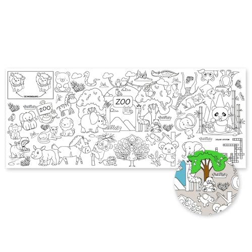 CutitiUU 183 * 76 cm Riesen-Malposter für Kinder,Wasserfeste Papiertischdecke zum Ausmalen,Papier-Tischdecke zum Ausmalen,Ausmaltischdecke für Kinder,Einweg Party Supplies,Kritzelkunst (Zoos) von CutitiUU