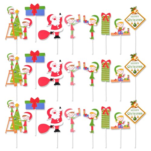 CutitiUU 24 Stück Weihnachts Cupcake Dekorationen,Weihnachten Kuchen Dekorationen,Merry Christmas Themed Cake Toppers,Weihnachtskuchenplatte,Weihnachten Zahnstocher Toppers,für Holiday Party von CutitiUU