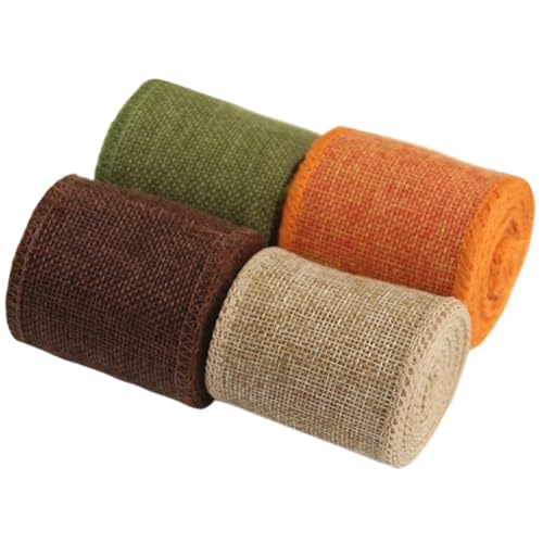 CutitiUU 4 Rollen Juteband Sackleinenband 6 cm X 5 m, Burlap Band Vintage Geschenkband Breit Jute Band Rolle für DIY Handwerk Deko Hochzeit Party Wohnkultur Weihnachtsdekorationen von CutitiUU