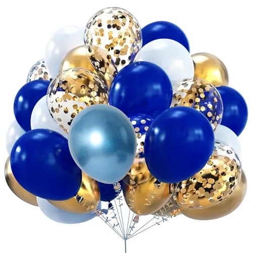 CutitiUU 60 Stück Luftballons Rosa,12-Zoll-Latex-Ballons gold und rosa 60pcs+2 Rollen Band,Metallic Konfetti Ballons,Party Ballon Dekorationen für Hochzeit Baby Shower Geburtstag Festival (Blau) von CutitiUU