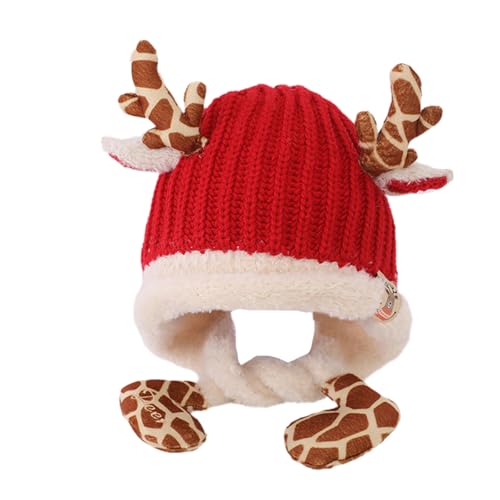 CutitiUU Kinder Weihnachten Beanie, Winter Weihnachtsmütze Für Kinder, Strickmütze Für Kinder, Roter Weihnachtshut, Winter Warmer Hut, Für Jungen Und Mädchen Im Alter Von 2-5 (C) von CutitiUU