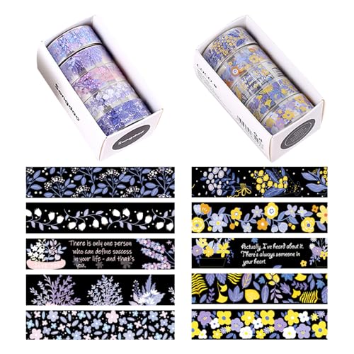 CutitiUU Washi Tape Set PET Washi Tape Transparent Florales Washi Tape 10 Rollen Dekoratives Klebeband Vintage Aufkleber DIY Basteln Florale Muster Scrapbooking (B) von CutitiUU