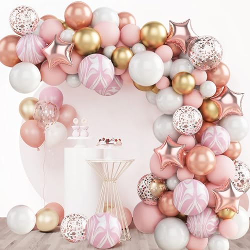 Rosa Ballon Arch Kit Party Ballons Für Geburtstag 82pcs Einstellbare Ballon Arch Stand Kit Ballons Girlande Kit Mit Diy Tools Perfekt Für Thanksgiving Party Dekoration von CutitiUU