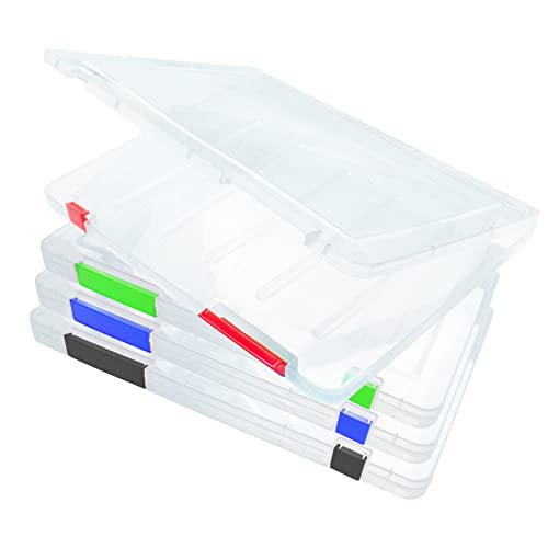 4 Stück A4 Kunststoff Aufbewahrungsboxen Plastik Scrapbook Papier Aufbewahrungsboxen Büro Schreibtisch Dokumente Zeitschriften Papier Karten Umschlag Schutz Speicher Organizer (30*22.5*2cm) von Cuyacili