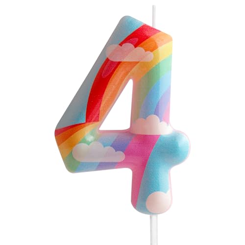 Geburtstagskerzen zum 4. Geburtstag, Nummer 4, Rosa, Regenbogen-Motiv, für Geburtstag, Party, Wolke, Regenbogen-Thema, bezauberndes Design für Babys, Mädchen, Jungen, Geburtstagstortenaufsatz, Geburtstagskerzen zum 4. Geburtstag, Nummer 4, Rosa, Regenbogen-Motiv, für Geburtstag, Party, Wolke, Regenbogen-Thema, bezauberndes Design für Babys, Mädchen, Jungen, Geburtstagstortenaufsatz, von Cxryrzhe