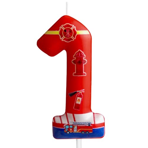Kerze zum 1. Geburtstag, Feuerwehrauto Nummer 1, Kerze, Feuerwehrauto, Kuchendekoration, Geburtstagsparty, Zubehör, roter Feuerwehr-Feuerlöscher, Themenkuchenaufsatz, Dekorationen für Kinder, Jungen, Kerze zum 1. Geburtstag, Feuerwehrauto Nummer 1, Kerze, Feuerwehrauto, Kuchendekoration, Geburtstagsparty, Zubehör, roter Feuerwehr-Feuerlöscher, Themenkuchenaufsatz, Dekorationen für Kinder, Jungen, von Cxryrzhe