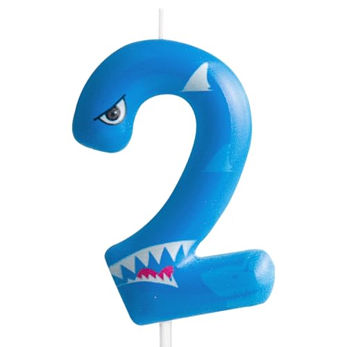 Kerze zum 2. Geburtstag, Hai-Zahl 2, Kerze, Hai, Kuchendekoration, Geburtstagsparty-Zubehör, blauer Hai, Ozean-Tiere, Themenkuchenaufsatz, Dekorationen für Kinder, Jungen, Mädchen, Party-Dekorzubehör Kerze zum 2. Geburtstag, Hai-Zahl 2, Kerze, Hai, Kuchendekoration, Geburtstagsparty-Zubehör, blauer Hai, Ozean-Tiere, Themenkuchenaufsatz, Dekorationen für Kinder, Jungen, Mädchen, Party-Dekorzubehör von Cxryrzhe