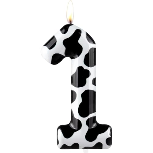 Kerzen zum 1. Geburtstag, Kuh, schwarz, Happy Birthday, Premium-Wachs- und Metallic-Design, Kuh-Thema, Kuchendekoration, Dekoration für Geburtstagsparty, Jahrestag, Feier Kerzen zum 1. Geburtstag, Kuh, schwarz, Happy Birthday, Premium-Wachs- und Metallic-Design, Kuh-Thema, Kuchendekoration, Dekoration für Geburtstagsparty, Jahrestag, Feier von Cxryrzhe
