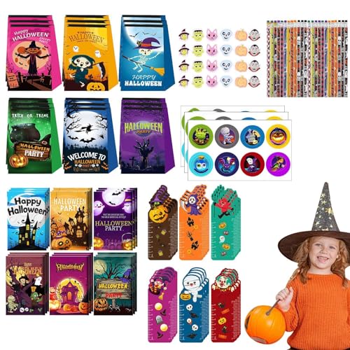 Cyatfcn Halloween-Briefpapier-Set, Halloween-Spielzeug für Kinder,Cartoon-Briefpapier-Set für Kinder - Niedliche Schulbelohnungen für Kinder, farbenfrohes Spielset für Zirkusgeschenke, Karnevalspreise von Cyatfcn