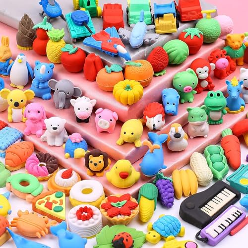 100 Stück Radiergummi Kinder Eraser Radierer Radiergummis in Form von Tieren Radierer Spielzeug Radiergummi Bunt Radiergummis für Kinder Puzzle-Spielzeug Gastgeschenk Geschenke für Geburtstag Party von Cyiecw