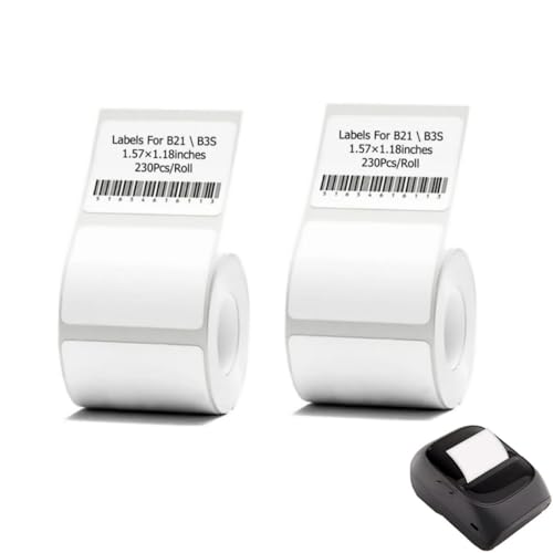 Label Maker Tape,4,0 cm x 3,0 cm (40 × 30 mm) Drucker-Aufkleberpapier für B21 und B3S Etikettenhersteller, 1 Rolle à 230 Stück (2) von Cylocrya