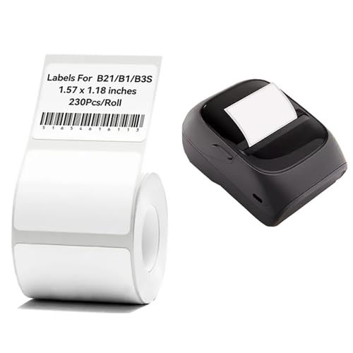 Label Maker Tape,4,0 cm x 3,0 cm (40 × 30 mm) Drucker-Aufkleberpapier für B21 und B3S Etikettenhersteller, 1 Rolle à 230 Stück (transparent) t von Cylocrya