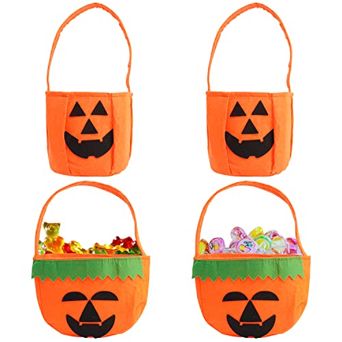 Cymax 4 Stück Halloween Kürbis Candy Bag, Halloween Candy Bag, Halloween Beutel Kinder, Halloween Korb Für SüßIgkeiten,Trick or Treat Halloween Tasche, Halloween Geschenktüten Partytüten Candy Bag von Cymax