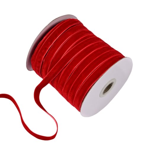 Cymwer 50 Yard 10 mm Samtband, weihnachtliches Samtband for Geschenkverpackungen, Schleifenherstellung, Weihnachtsbaumdekoration, Kränze und Kunsthandwerk von Cymwer