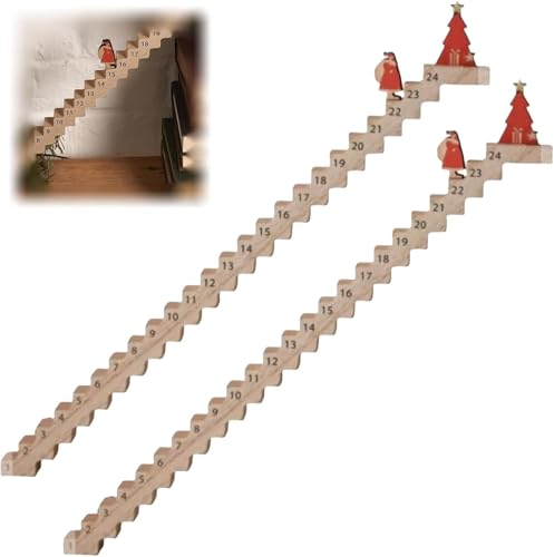 Cymwer Weihnachtsmann Adventskalender Treppe 2024, Kletternder Weihnachtsmann Treppe Countdown, 24-Tage Treppen Weihnachts Adventskalender aus Holz, Weihnachts Deko von Cymwer