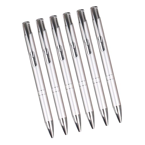 6 Stück einziehbarer Metall-Kugelschreiber, 1,0 mm, reibungslos, nachfüllbar, Business-Signierstift mit Metallstift-Clip für Büro von Cyni