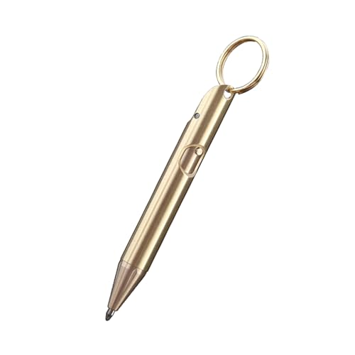 Cyni Messing-Kugelschreiber, einziehbarer Kugelschreiber mit Schlüsselanhänger, Reise-Taschenstift, 1,0 mm, Schreibstift für Männer und Frauen von Cyni