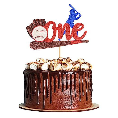 Cyodoos 1 Packung Baseball One Cake Topper Baseball 1. Geburtstag Kuchen Topper Dekorationen Baseball 1. Geburtstag Dekorationen für Sport Thema Baseball Geburtstag Party Kuchen Dekoration Supplies von Cyodoos