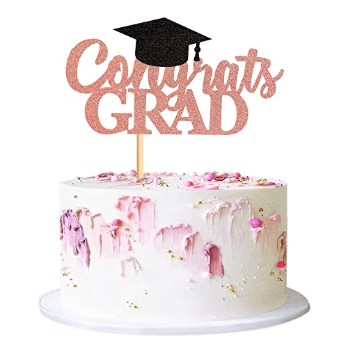 Cyodoos Rotgoldener Glitzer 2022 Congrates Grade Cake Topper Congrats Grade Cap Cake Picks Graduation Food Picks für Graduate Party Dekorationen Supplies von Cyodoos