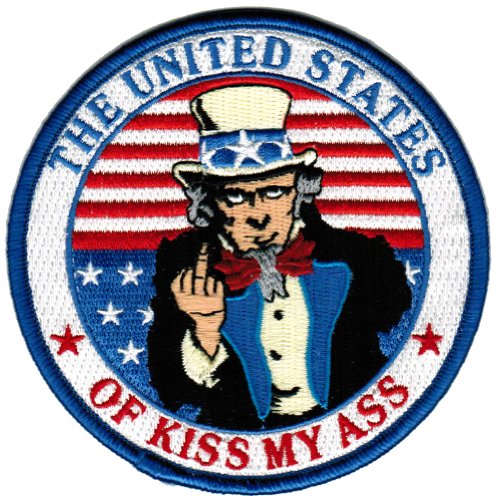 Angry Uncle Sam Patch Bestickt Witz Geschenk Vereinigten Staaten von Kiss My Ass zum Aufbügeln von Cypress Collectibles Embroidered Patches