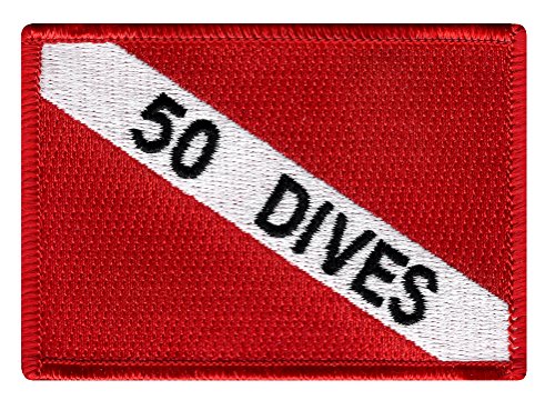 Aufnäher "50 Dives", bestickt, zum Aufbügeln, Motiv: Taucher, Daunen, Emblem, Souvenir von Cypress Collectibles Embroidered Patches