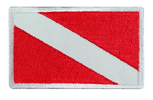 Aufnäher mit Taucher-Flagge, weißer Rand, bestickt, zum Aufbügeln, Taucher-Emblem, Souvenir von Cypress Collectibles Embroidered Patches