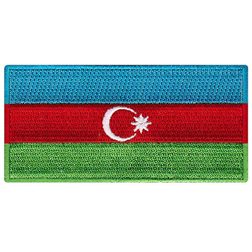 Cypress Collectibles – Aserbaidschan-Flagge – Premium bestickte Applikation – asiatisches Land zum Aufbügeln – Maße: 8,9 x 4,4 cm von Cypress Collectibles Embroidered Patches