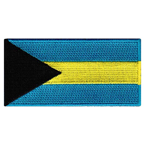 Cypress Collectibles – Bahamas-Flagge – Premium bestickte Applikation – Karibianisches Land zum Aufbügeln – Maße: 8,9 x 4,4 cm von Cypress Collectibles Embroidered Patches