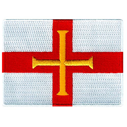 Cypress Collectibles – Guernsey Flag Patch – Premium bestickte Applikation – UK Bügelbilder – Maße: 8,9 x 6,3 cm von Cypress Collectibles Embroidered Patches